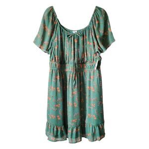 Cottagecore Goblincore Green Floral Dress 2X Feminine Romantic Spring Summer NEW